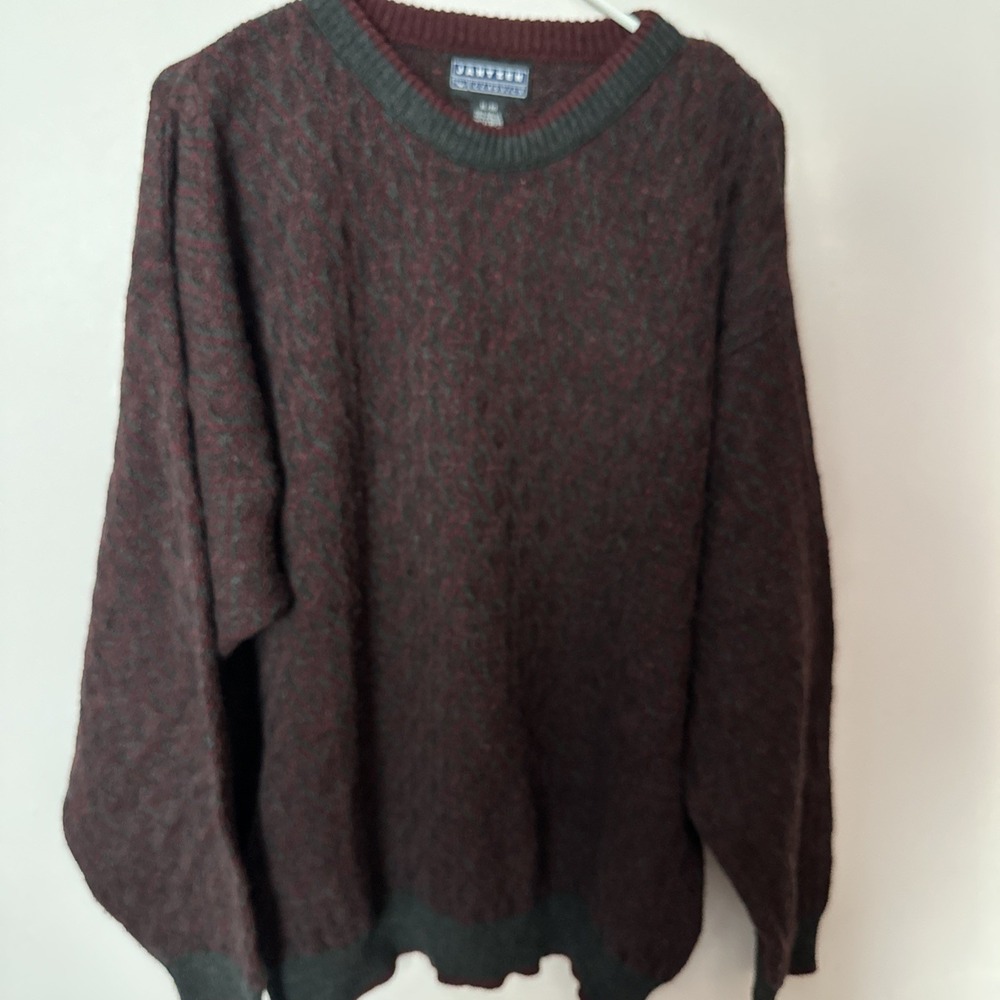 Vintage Jantzen Sweater Mens‎ XL Red Marled Multicolor Knit Crewneck 90s